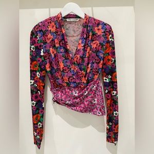 Zara Flower Print Long Sleeve Elegant Top
